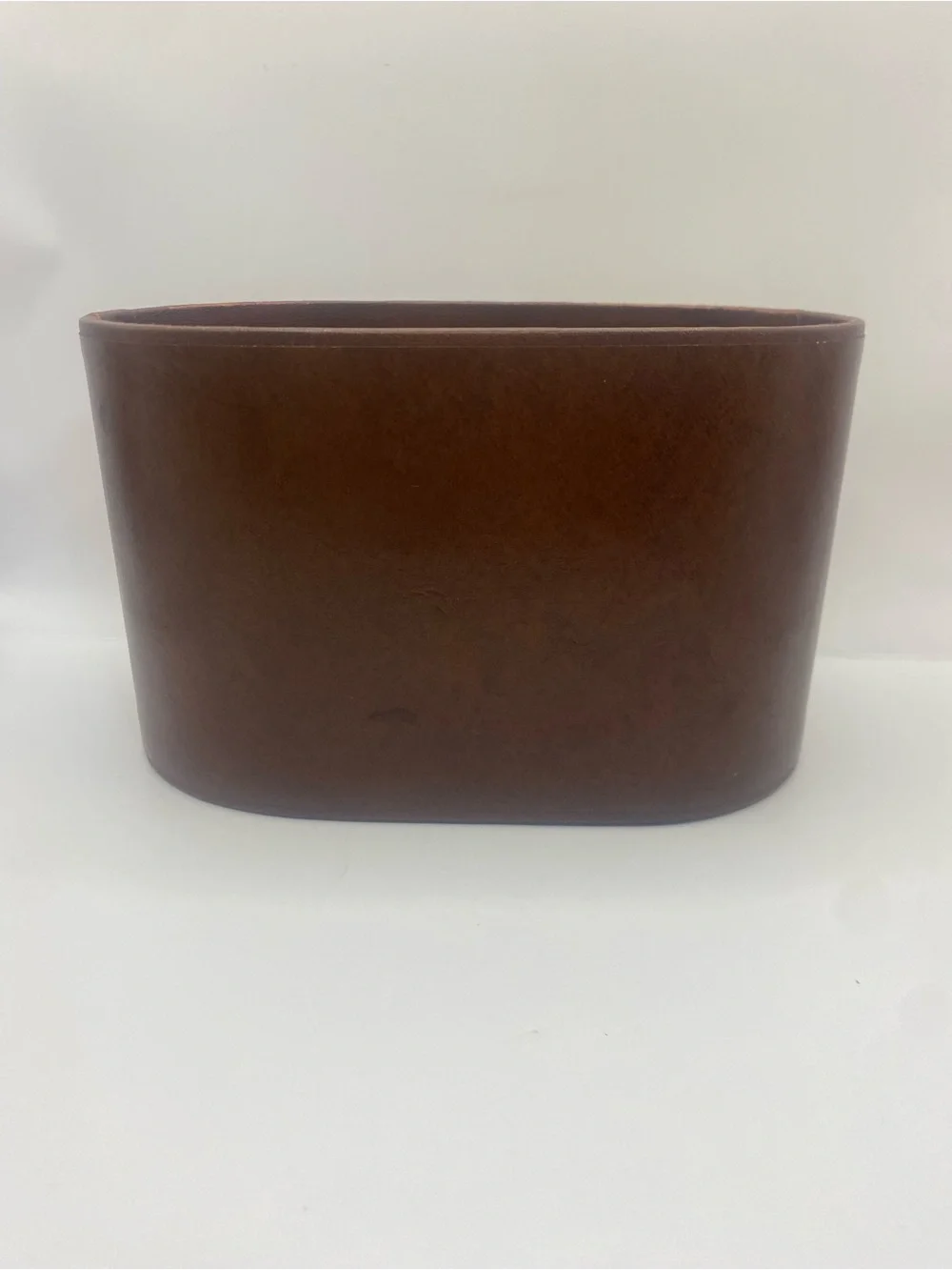 Vintage MCM Brown Fleur De Lis Mail Holder Desk Organizer Letter Box 4.5”x7”